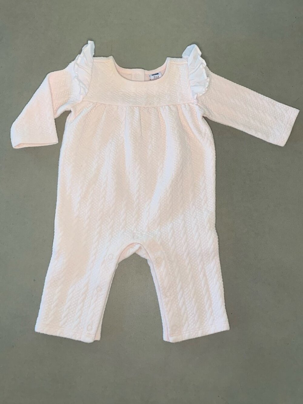 Janie and Jack Baby Girl Pink Ruffle Textured Romper 0-3 Months